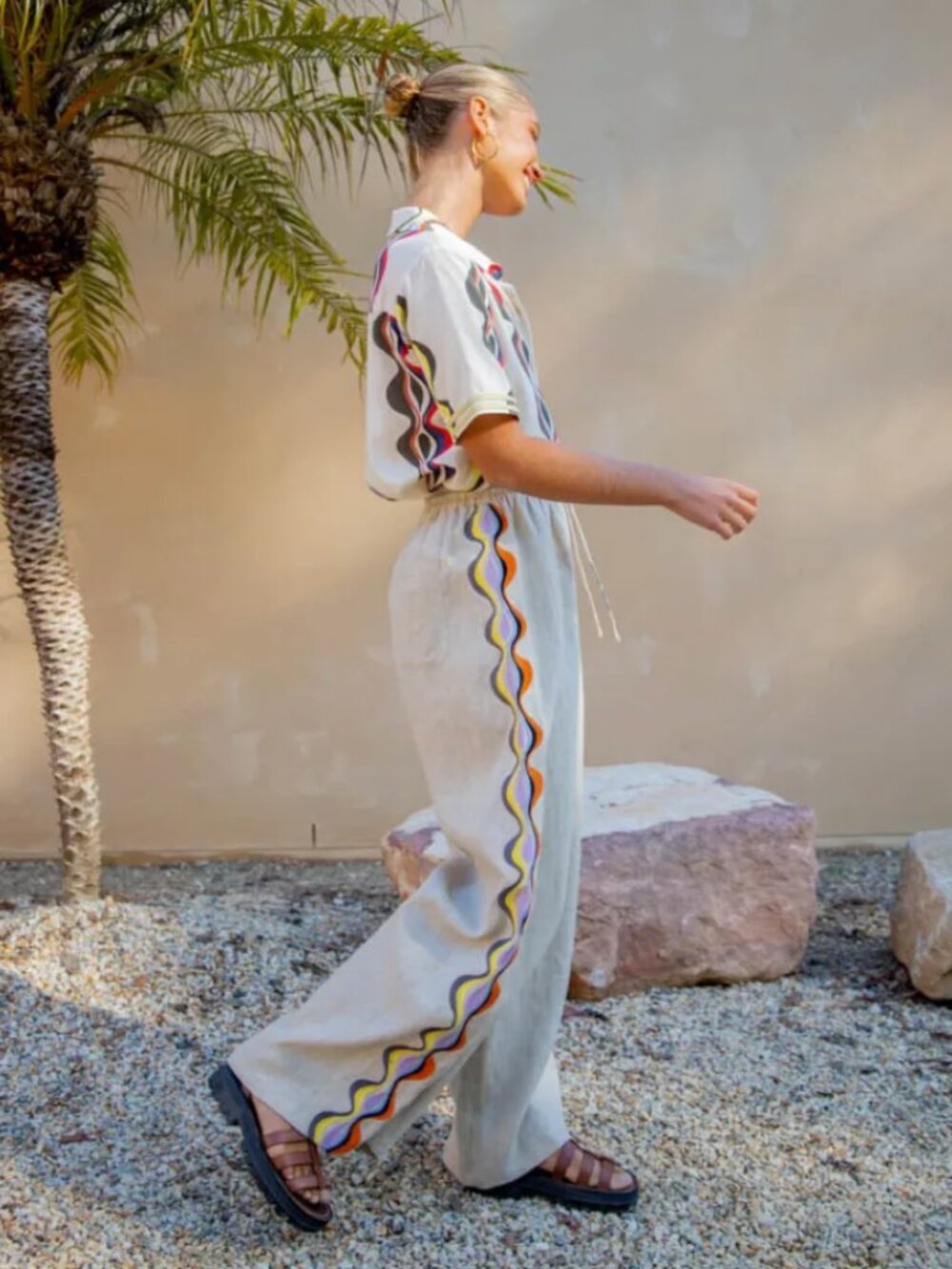 VRG GRL Dal Rae Linen Pants Swirl